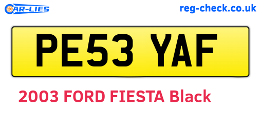 PE53YAF are the vehicle registration plates.