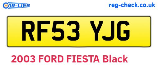 RF53YJG are the vehicle registration plates.