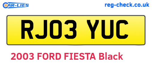 RJ03YUC are the vehicle registration plates.