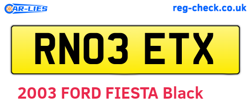 RN03ETX are the vehicle registration plates.
