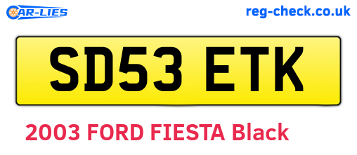 SD53ETK are the vehicle registration plates.