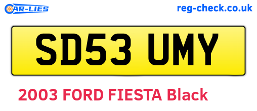 SD53UMY are the vehicle registration plates.