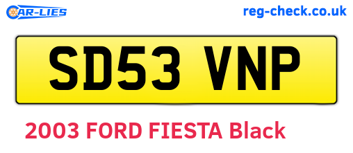 SD53VNP are the vehicle registration plates.