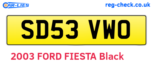 SD53VWO are the vehicle registration plates.
