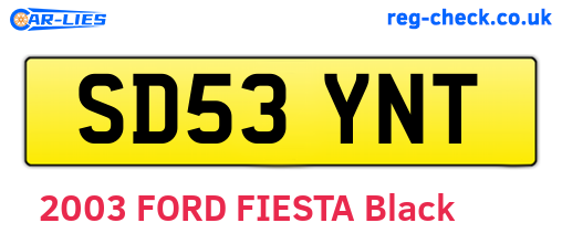 SD53YNT are the vehicle registration plates.