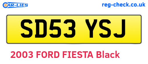 SD53YSJ are the vehicle registration plates.