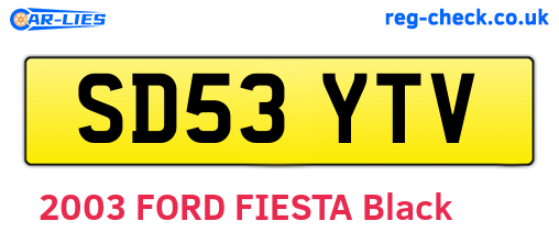 SD53YTV are the vehicle registration plates.