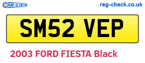 SM52VEP are the vehicle registration plates.