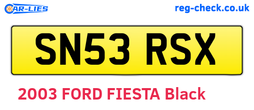 SN53RSX are the vehicle registration plates.