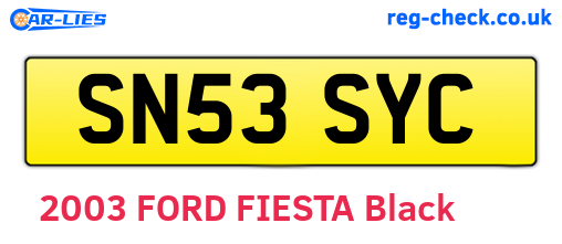 SN53SYC are the vehicle registration plates.