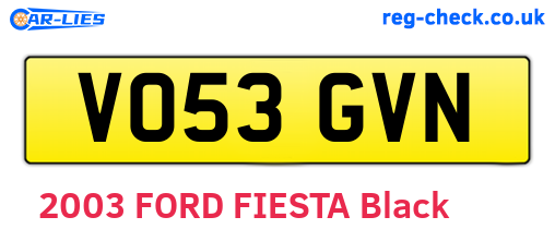 VO53GVN are the vehicle registration plates.