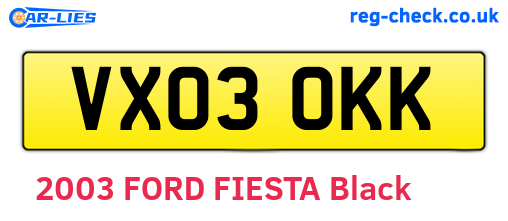 VX03OKK are the vehicle registration plates.