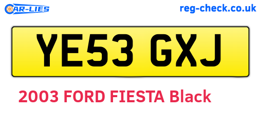 YE53GXJ are the vehicle registration plates.