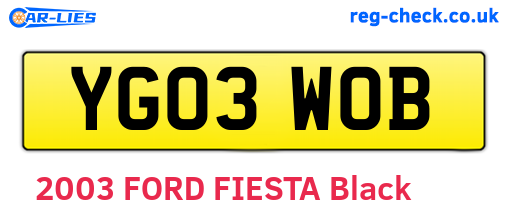 YG03WOB are the vehicle registration plates.