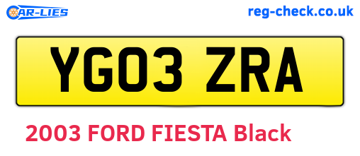 YG03ZRA are the vehicle registration plates.