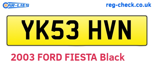 YK53HVN are the vehicle registration plates.