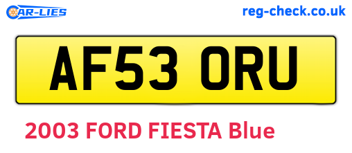AF53ORU are the vehicle registration plates.