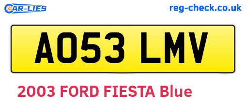 AO53LMV are the vehicle registration plates.