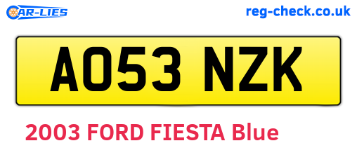 AO53NZK are the vehicle registration plates.