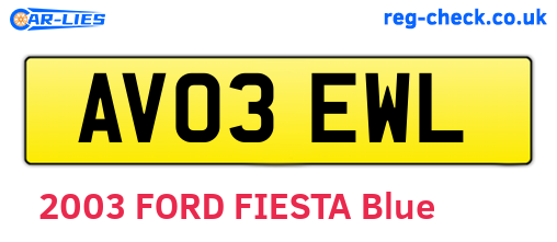 AV03EWL are the vehicle registration plates.