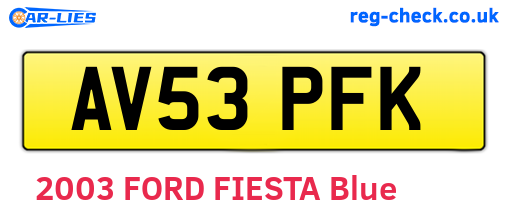AV53PFK are the vehicle registration plates.