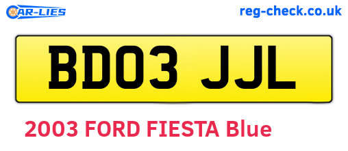 BD03JJL are the vehicle registration plates.