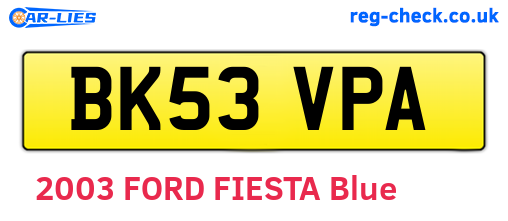 BK53VPA are the vehicle registration plates.