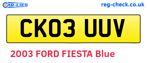 CK03UUV are the vehicle registration plates.