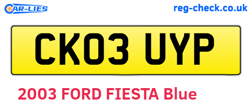 CK03UYP are the vehicle registration plates.