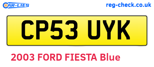 CP53UYK are the vehicle registration plates.