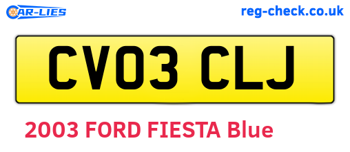 CV03CLJ are the vehicle registration plates.