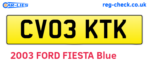 CV03KTK are the vehicle registration plates.