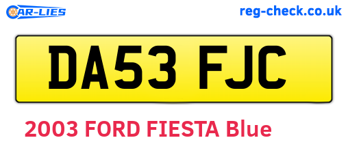 DA53FJC are the vehicle registration plates.