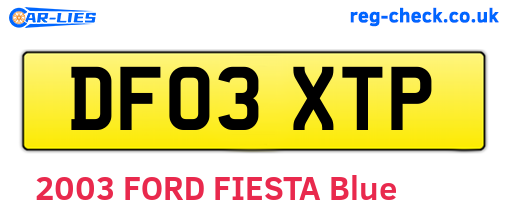 DF03XTP are the vehicle registration plates.