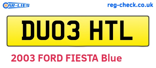 DU03HTL are the vehicle registration plates.