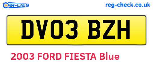 DV03BZH are the vehicle registration plates.