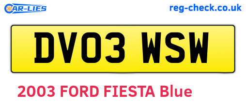 DV03WSW are the vehicle registration plates.