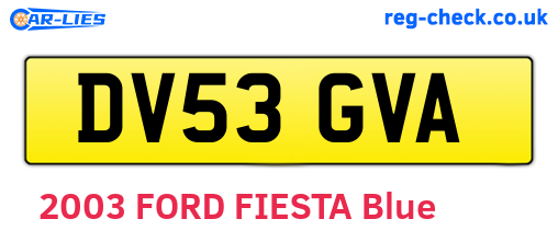 DV53GVA are the vehicle registration plates.