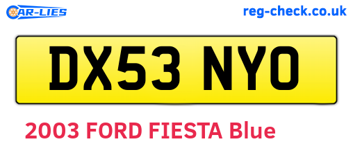 DX53NYO are the vehicle registration plates.