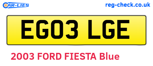 EG03LGE are the vehicle registration plates.