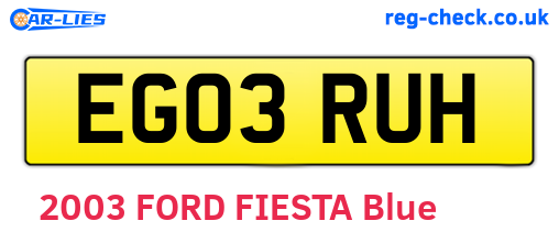 EG03RUH are the vehicle registration plates.