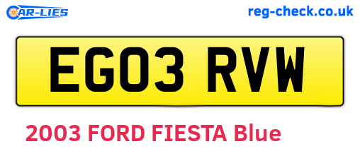 EG03RVW are the vehicle registration plates.