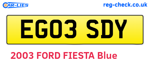EG03SDY are the vehicle registration plates.
