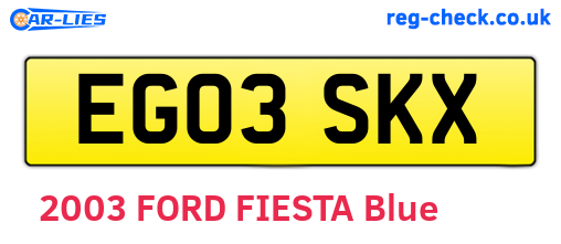 EG03SKX are the vehicle registration plates.