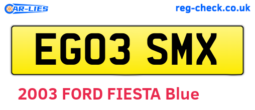 EG03SMX are the vehicle registration plates.