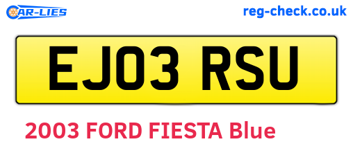 EJ03RSU are the vehicle registration plates.