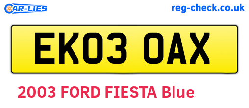 EK03OAX are the vehicle registration plates.