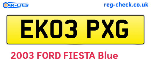 EK03PXG are the vehicle registration plates.