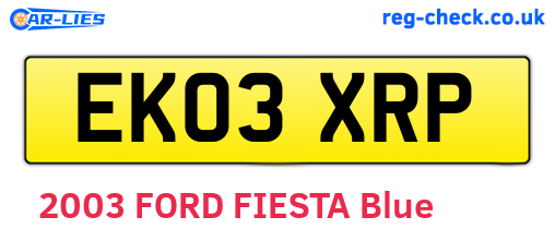 EK03XRP are the vehicle registration plates.
