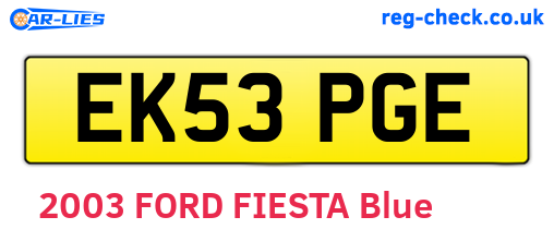 EK53PGE are the vehicle registration plates.